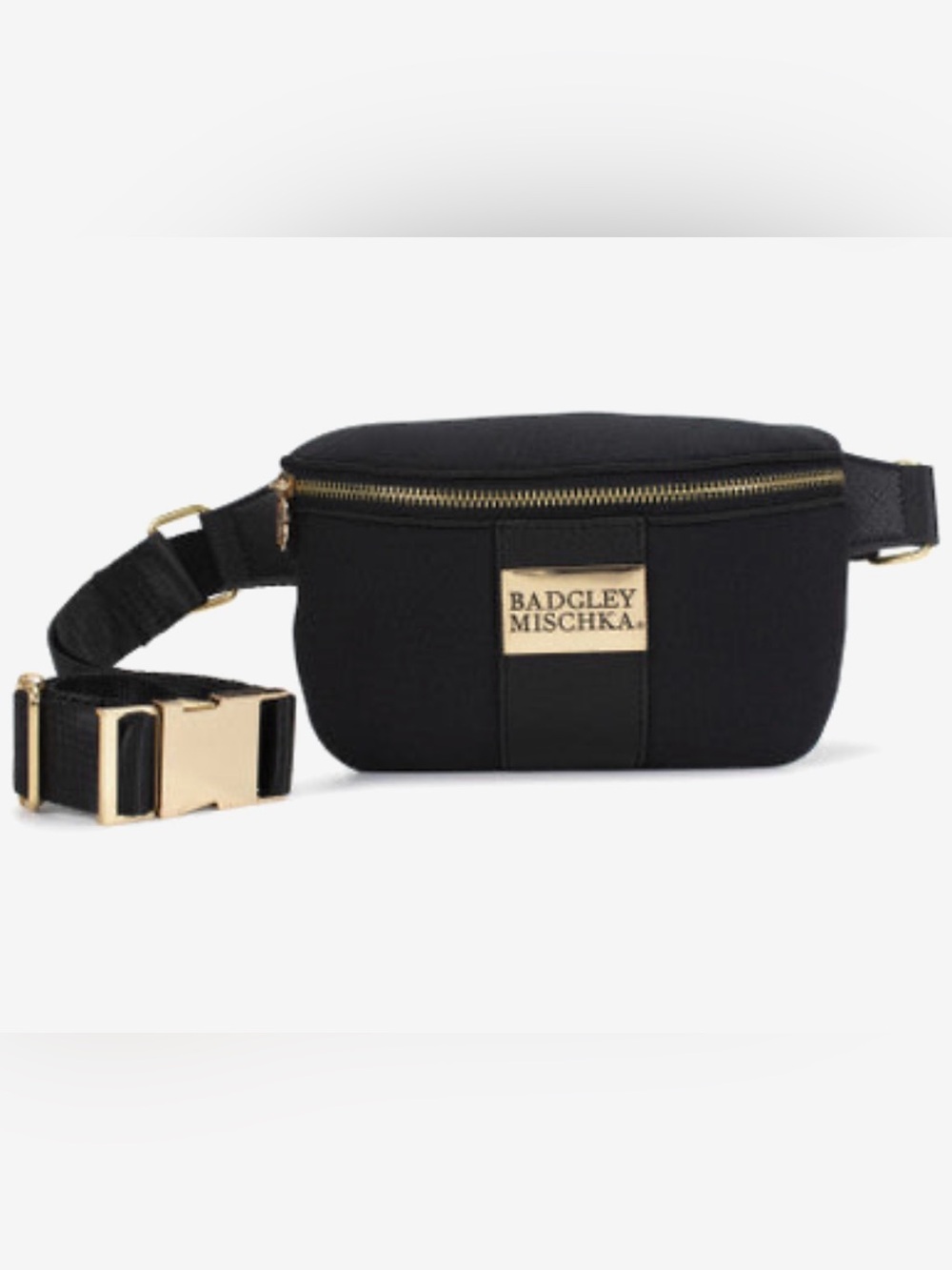 Badgley Mischka Sage Black Scuba Neoprene Belt Bag Crossbody